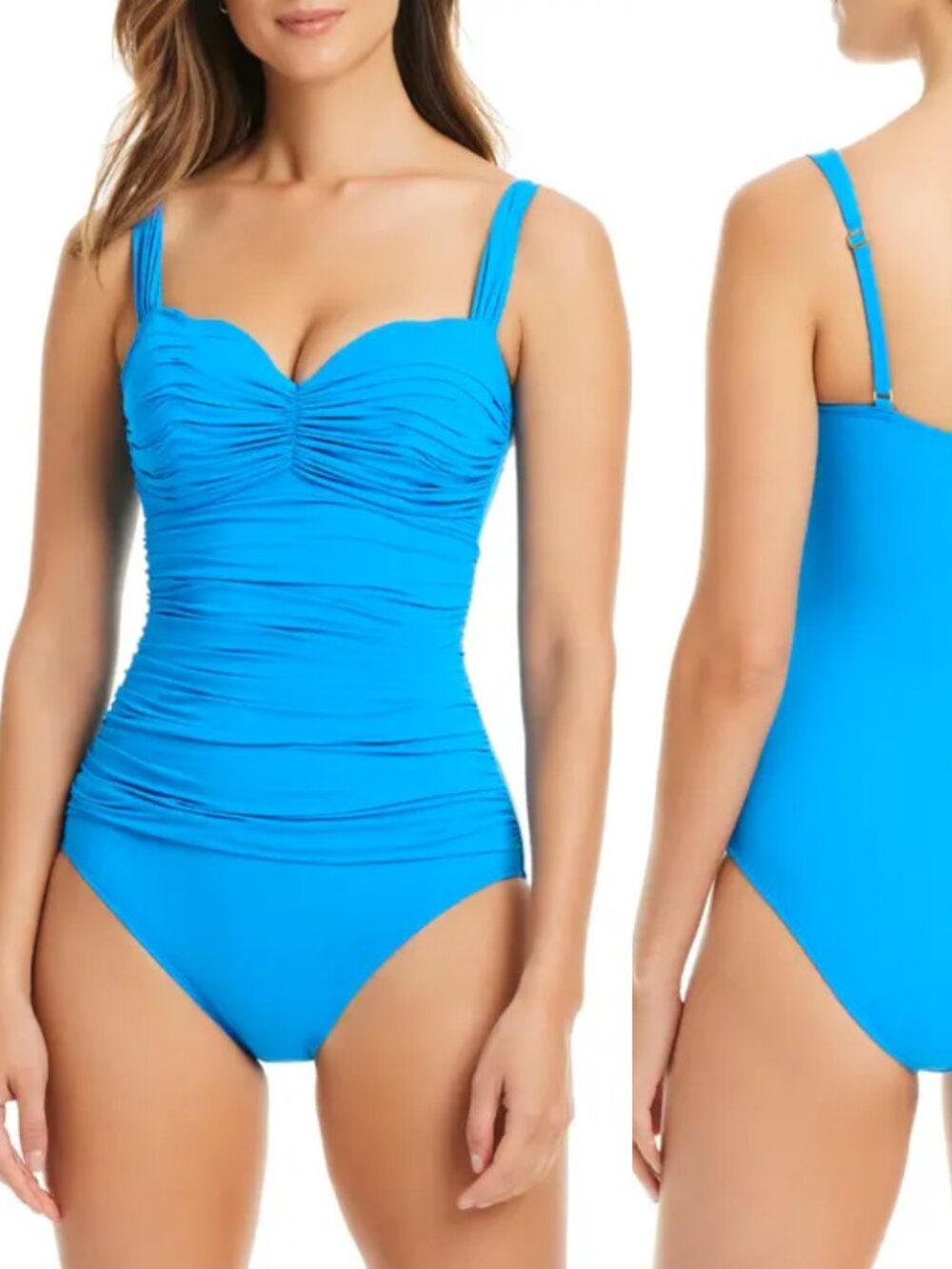 Bleu Rod Beattie Kore Shirred Bandeau Underwire One Piece Swimsuit NWT Sz 12